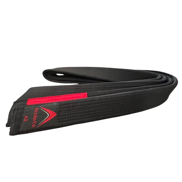 Athllete A2 Black Jiu-Jitsu Belt With Red Rank Bar - Picture 1 of 13